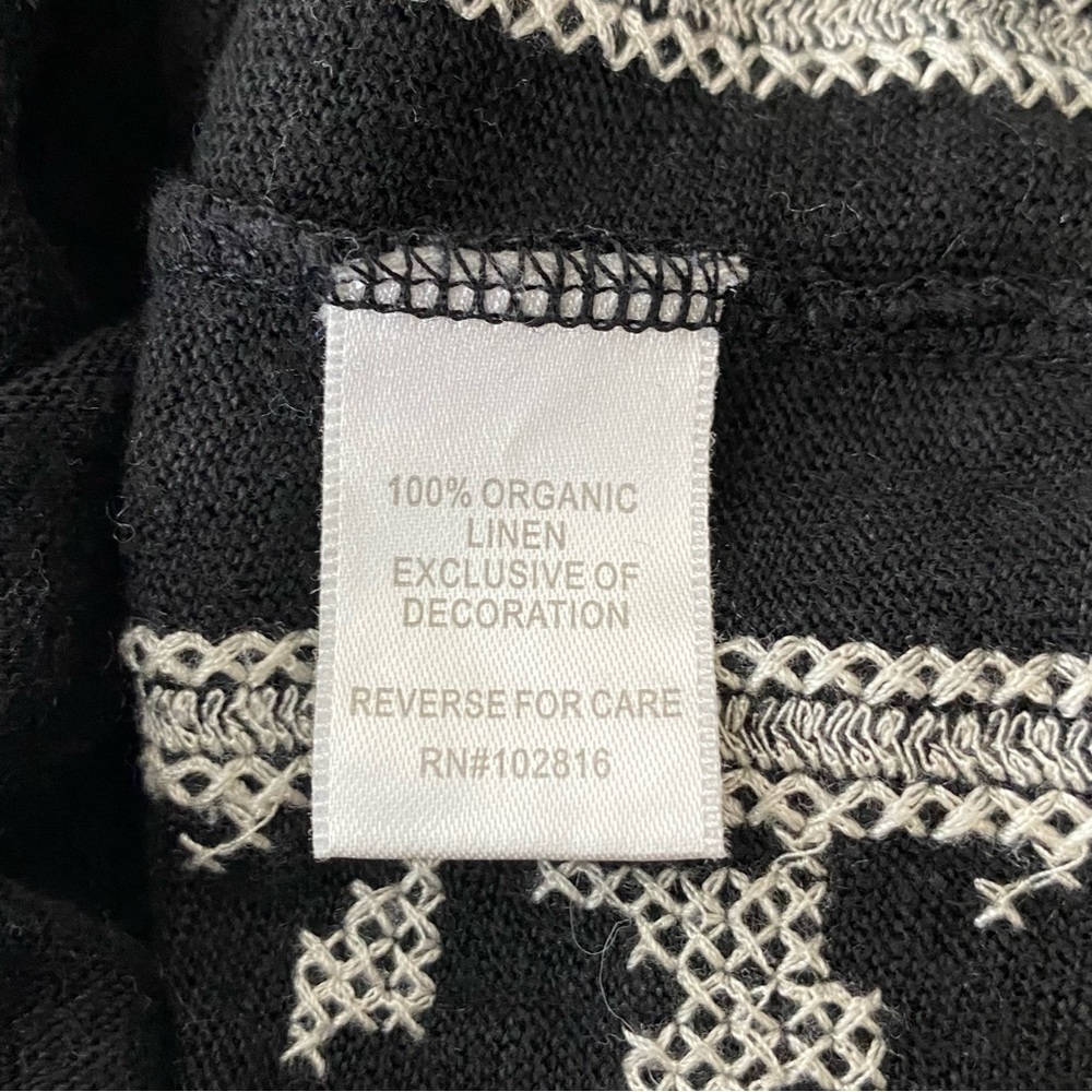 Garnet Hill Black and White Embroidered Organic Linen Short Sleeve Tee - Picture 8 of 8